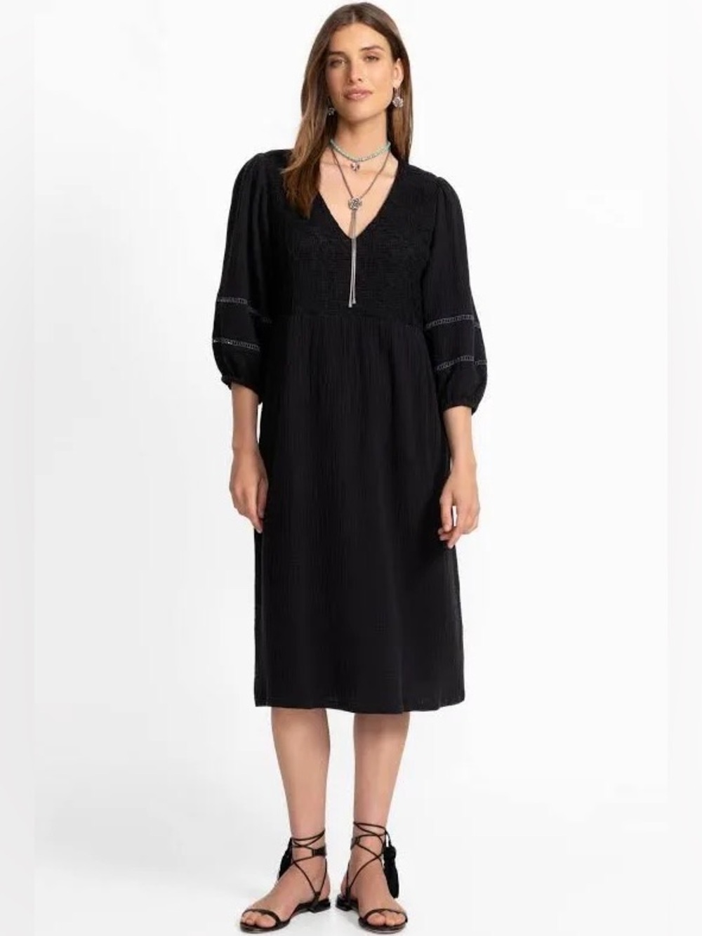 Johnny Was Calme Dolman Midi With Contrast Yoke Dress Size Samall